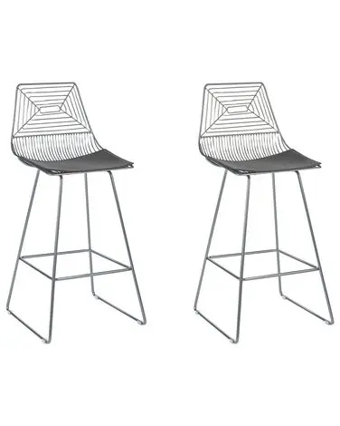 Conjunto de 2 sillas de bar BISBEE Metal Plateado - Comedor