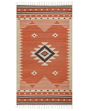 Alfombra GAVAR Naranja 80 x 150 cm Algodón Kilim - Accesorios decorativos