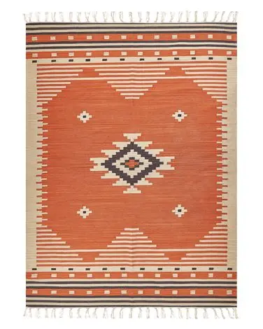 Alfombra GAVAR Naranja 140 x 200 cm Algodón Kilim - Accesorios decorativos
