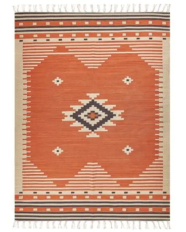 Alfombra GAVAR Naranja 160 x 230 cm Algodón Kilim - Accesorios decorativos