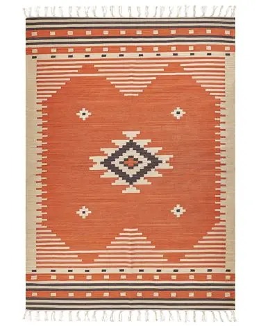 Alfombra GAVAR Naranja 200 x 300 cm Algodón Kilim - Accesorios decorativos