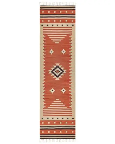 Alfombra GAVAR Naranja 80 x 300 cm Algodón Kilim - Accesorios decorativos