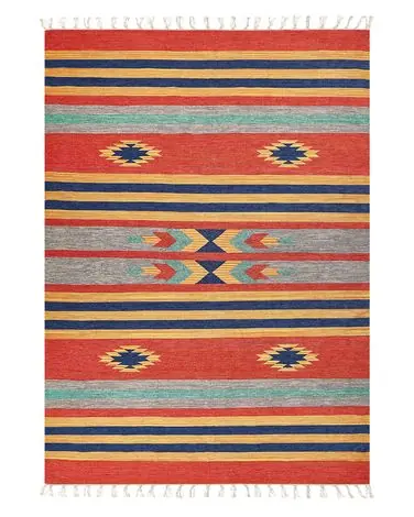 Alfombra HATIS Multicolor 140 x 200 cm Algodón Kilim - Accesorios decorativos