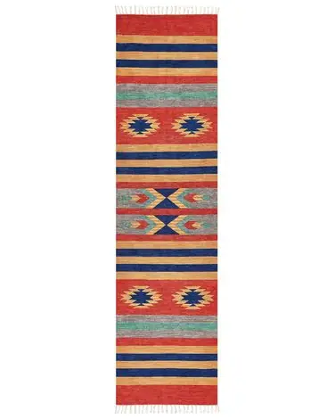 Alfombra HATIS Multicolor 80 x 300 cm Algodón Kilim - Accesorios decorativos