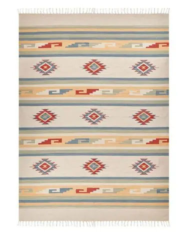 Alfombra APARAN Beige 140 x 200 cm Algodón Kilim - Accesorios decorativos