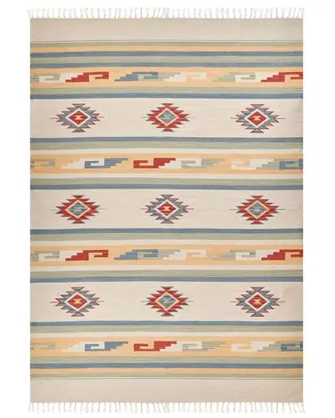 Alfombra APARAN Beige 200 x 300 cm Algodón Kilim - Accesorios decorativos