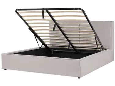 Ottoman Bed MOISSAC Fabric Light Grey 180 x 200 cm (EU Super King) - Bedroom