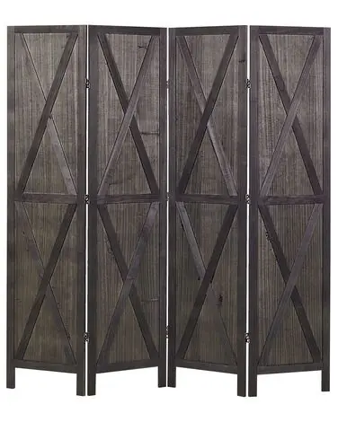 4 Panel Room Divider RIDANNA Dark Brown 163 cm 170 cm - Home Accessories