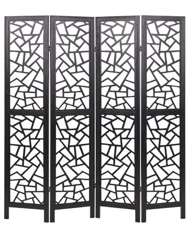 Separador de ambientes de 4 paneles PIANLARGO Negro 163 cm 170 cm - Accesorios decorativos
