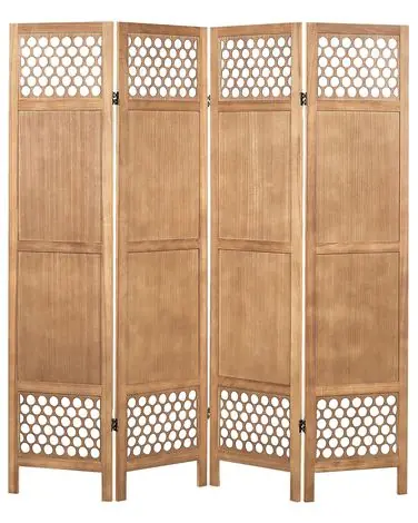 4 Panel Room Divider CERTOSA Light Brown 163 cm 170 cm - Home Accessories