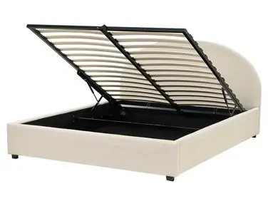 Ottoman Bed VAUCLUSE Fabric Sand Beige 160 x 200 cm (EU King Size) - Bedroom