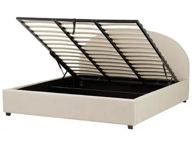 Ottoman Bed VAUCLUSE Fabric Sand Beige 180 x 200 cm (EU Super King) - Bedroom