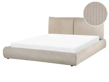 Waterbed Corduroy VINAY 160 x 200 cm (EU King Size) Taupe - Bedroom