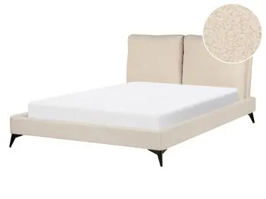 Bed Boucle MELLE 140 x 200 cm (EU Double) Beige - Bedroom