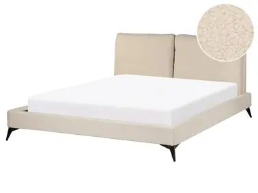 Bed Boucle MELLE 160 x 200 cm (EU King Size) Beige - Bedroom