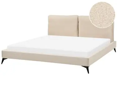 Bed Boucle MELLE 180 x 200 cm (EU Super King) Beige - Bedroom
