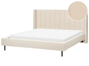 Bed Boucle VILLETTE 180 x 200 cm (EU Super King) Beige - Bedroom