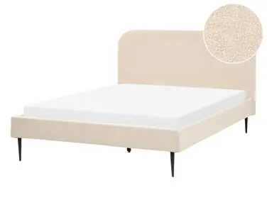 Bed Boucle FLAYAT 140 x 200 cm (EU Double) Light Beige - Bedroom