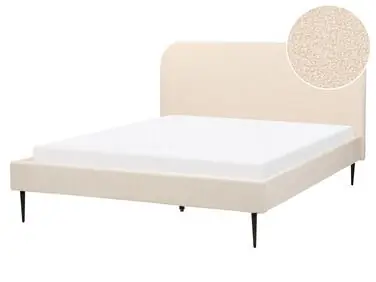 Bed Boucle FLAYAT 160 x 200 cm (EU King Size) Light Beige - Bedroom