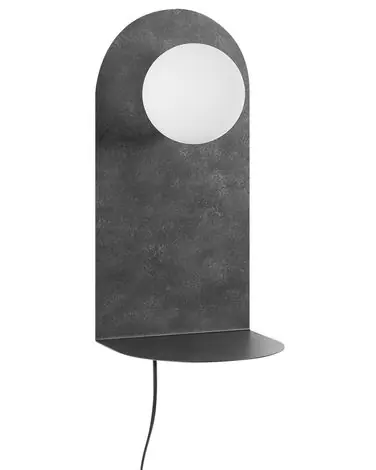 Wall Lamp MAPI Graphite Grey Metal with Shelf - Home Accessories