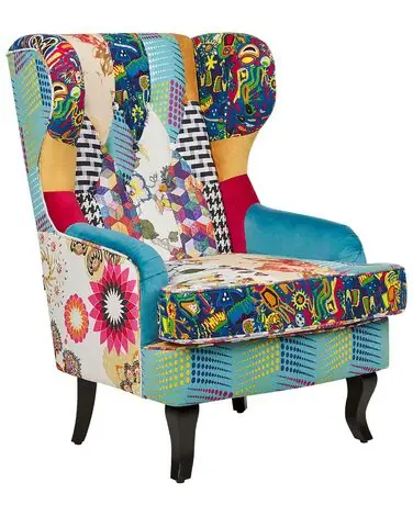 Wingback Chair MOLDE Fabric Blue - Living Room