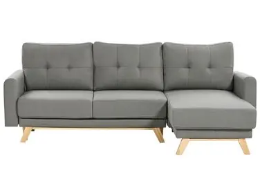 Sofa Bed 3 Seater SIRO Fabric Grey with Storage Left Hand - Living Room
