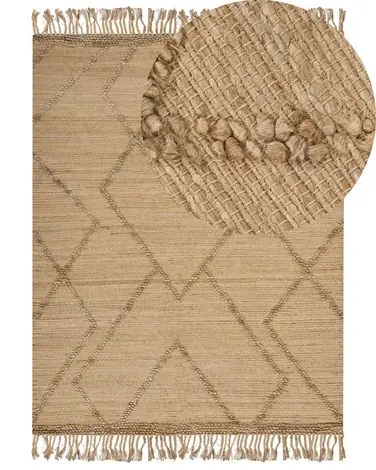 Alfombra HANDERE Beige 160 x 230 cm Yute - Accesorios decorativos