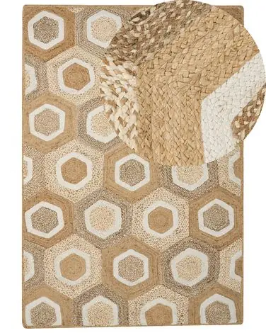 Alfombra BASOREN Beige 160 x 230 cm Yute - Accesorios decorativos