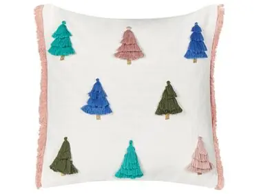 Throw Cushion SKIMMIA Cotton 45 x 45 cm White Christmas Motif - Home Accessories