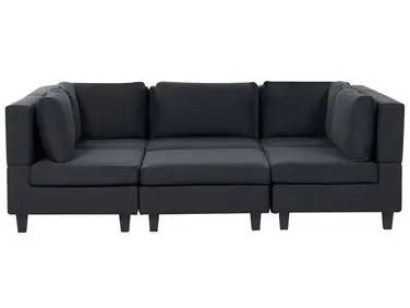 Sofá modular en forma de U 5 plazas UNSTAD Negro Tela con otomana - Sala de estar