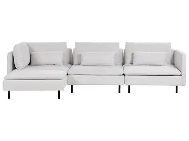Sofá modular esquinero 3 plazas EGERIS Tela Gris claro Derecha - Sala de estar
