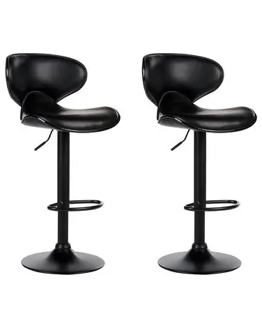 Conjunto de 2 sillas de bar CONWAY Piel sintética giratoria Negro - Comedor