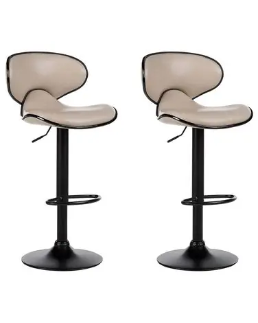 Conjunto de 2 sillas de bar CONWAY Piel sintética giratoria Beige claro - Comedor