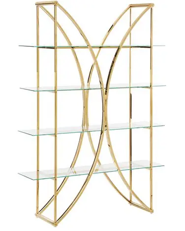 4 Tier Shelving Unit HOLLOW Metal 175 cm Gold - Living Room
