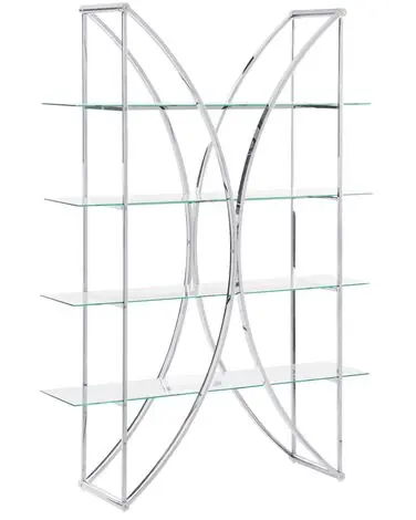 4 Tier Shelving Unit HOLLOW Metal 175 cm Silver - Living Room