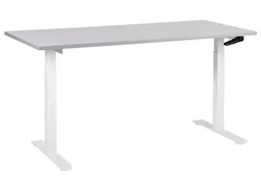 Escritorio de altura regulable manual DESTINES Gris/Blanco 160 cm 72 cm - Oficina