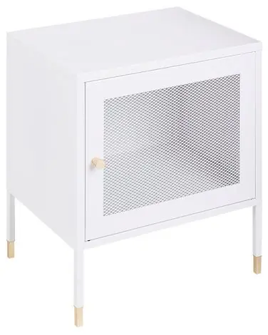 Mesita de noche OSSETT Metal Blanco - Dormitorio