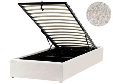 Ottoman Bed without Headboard DINAN Boucle Off-White 90 x 200 cm (EU Single)