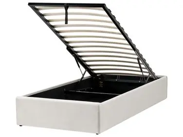 Ottoman Bed without Headboard DINAN Fabric Light Beige 90 x 200 cm (EU Single) - Bedroom