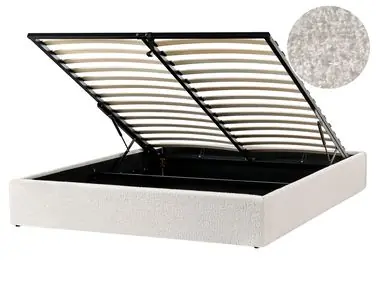 Ottoman Bed without Headboard DINAN Boucle Off-White 160 x 200 cm (EU King Size)
