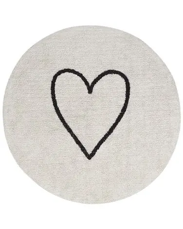 Alfombra infantil HEART Beige ø 140 cm Algodón - Accesorios decorativos