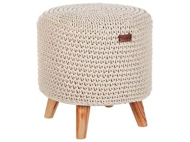 Taburete Macramé MARDAN Algodón Beige - Sala de estar