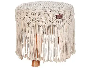 Taburete Macramé NAWABAD Algodón Beige - Sala de estar