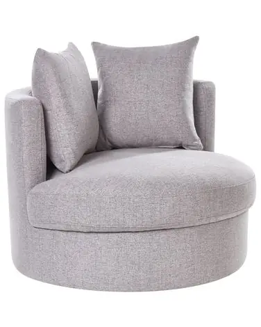 Swivel Armchair DALBY Fabric Light Grey - Living Room