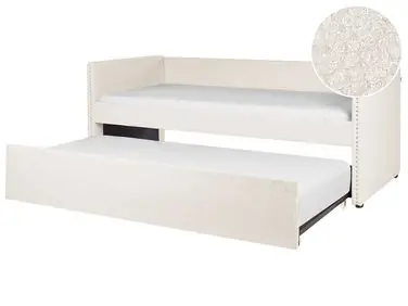Trundle Bed Boucle TROYES 90 x 200 cm (EU Single) Light Beige - Bedroom
