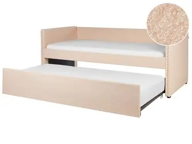 Trundle Bed Boucle TROYES 90 x 200 cm (EU Single) Peach Pink - Bedroom