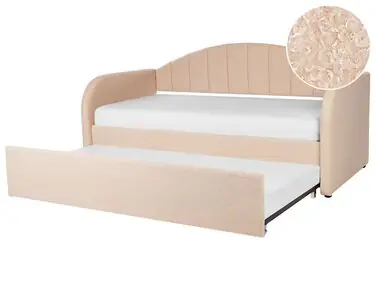 Trundle Bed Boucle EYBURIE 90 x 200 cm (EU Single) Peach Pink - Bedroom