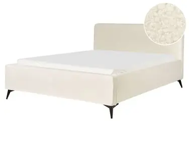 Bed Boucle VALOGNES 160 x 200 cm (EU King Size) Off-White