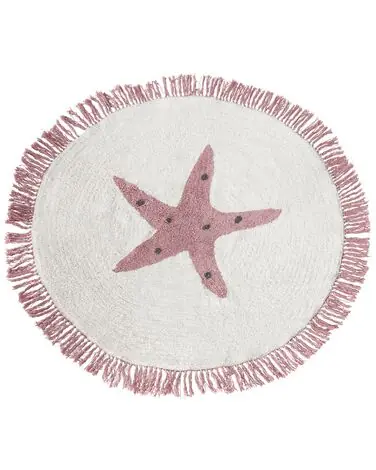 Alfombra infantil STARS Blanco crema ø 120 cm Algodón - Accesorios decorativos