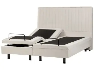Adjustable Bed Fabric CASTELLAN 160 x 200 cm (EU King Size) Light Beige - Bedroom